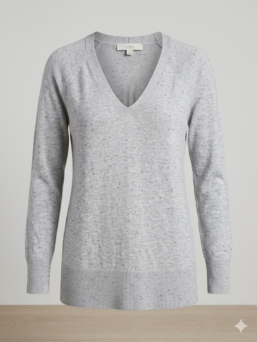LOFT Gray Speckled V-Neck Women's Sweater